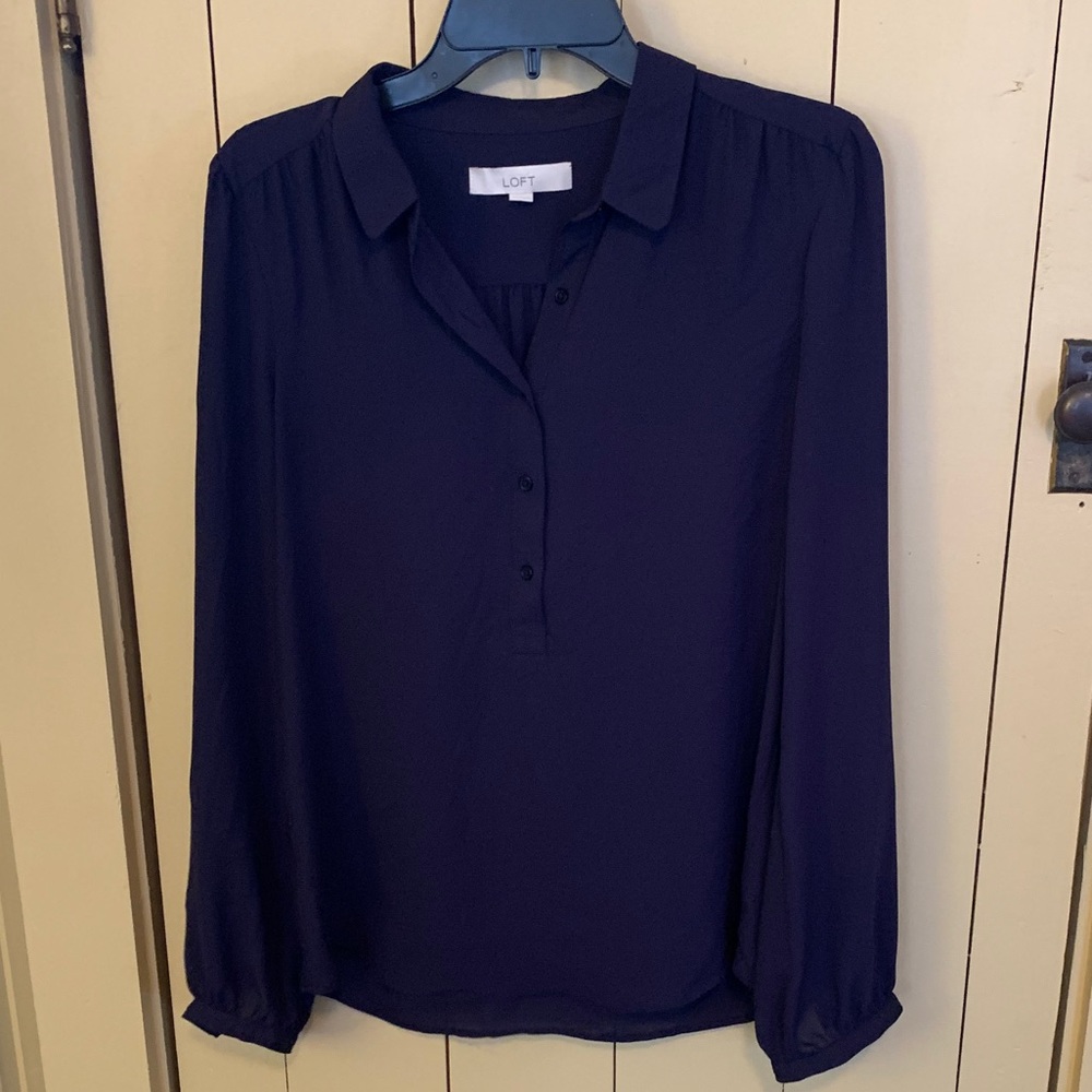 LOFT Blouse Navy Excellent Condition